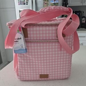 Pink Gingham Insulated Tote Bag